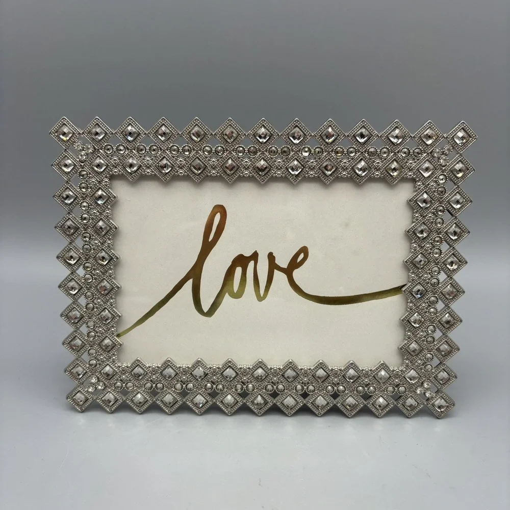 Sheffield Home Jewel Collection Picture Frame 4x6 Silver Color Clear Rhinestones